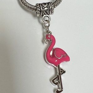 “Flamingo” Silver Plated Dangling Charm Bead For European Style Charm Bracelets